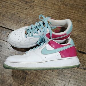 Nike Sz 8 Sneakers Shoes Air Force 1 Low Pink Hawaiian Gold 315122 141